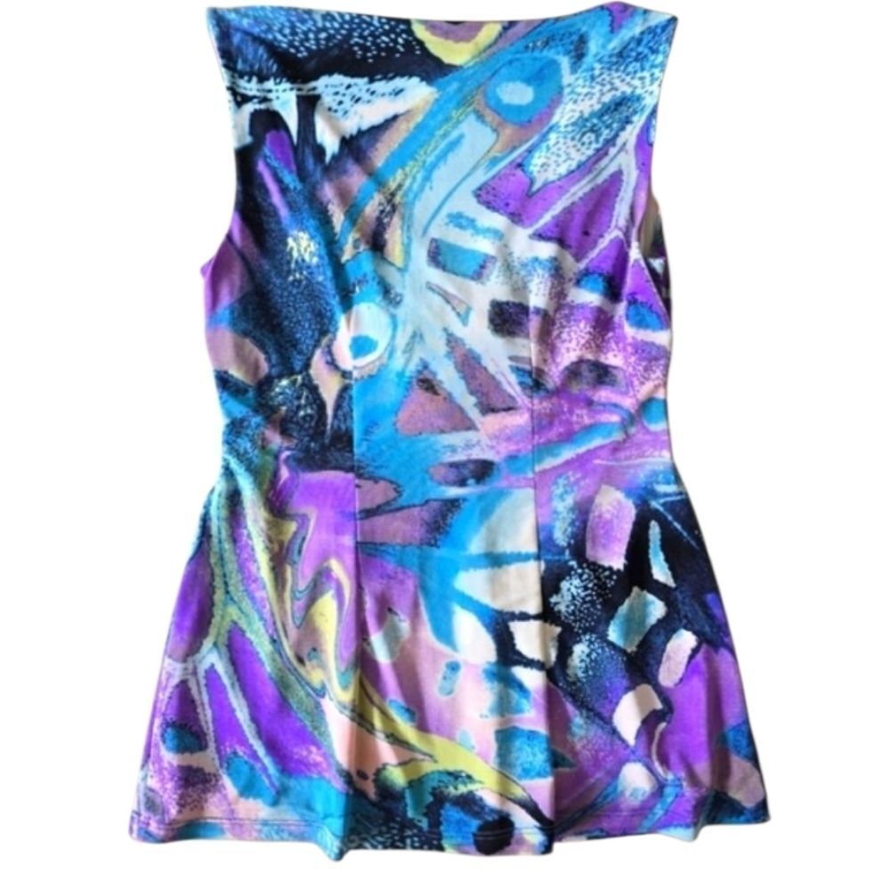 CACHÉ Vintage Y2K Vibrant Abstract Sleeveless V-Neck Top - Size S - Picture 3 of 4